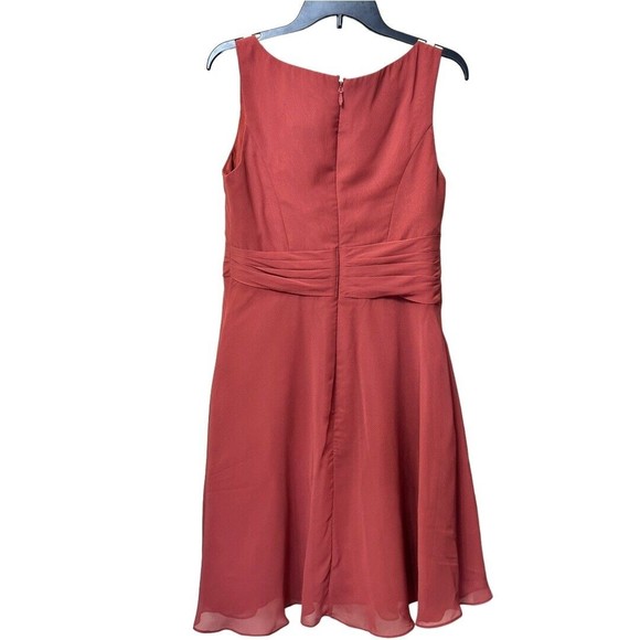 Azazie Rust Color knee length Chiffon Bridesmaid’s Sleeveless dress Custom Size - Picture 2 of 9